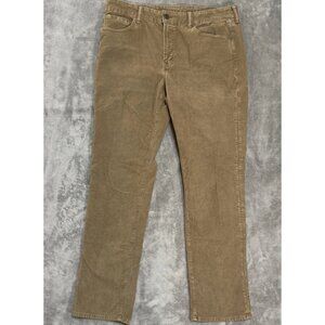 American Eagle Pants Mens 36X34 Brown Corduroy Straight Leg Khaki Tan Flex